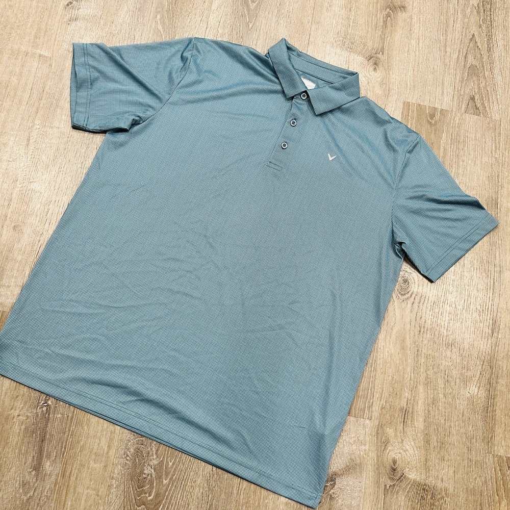 Callaway Polo Mens XL Opti-Dri Teal Blue Micro Check Gingham Golf Polo Shirt